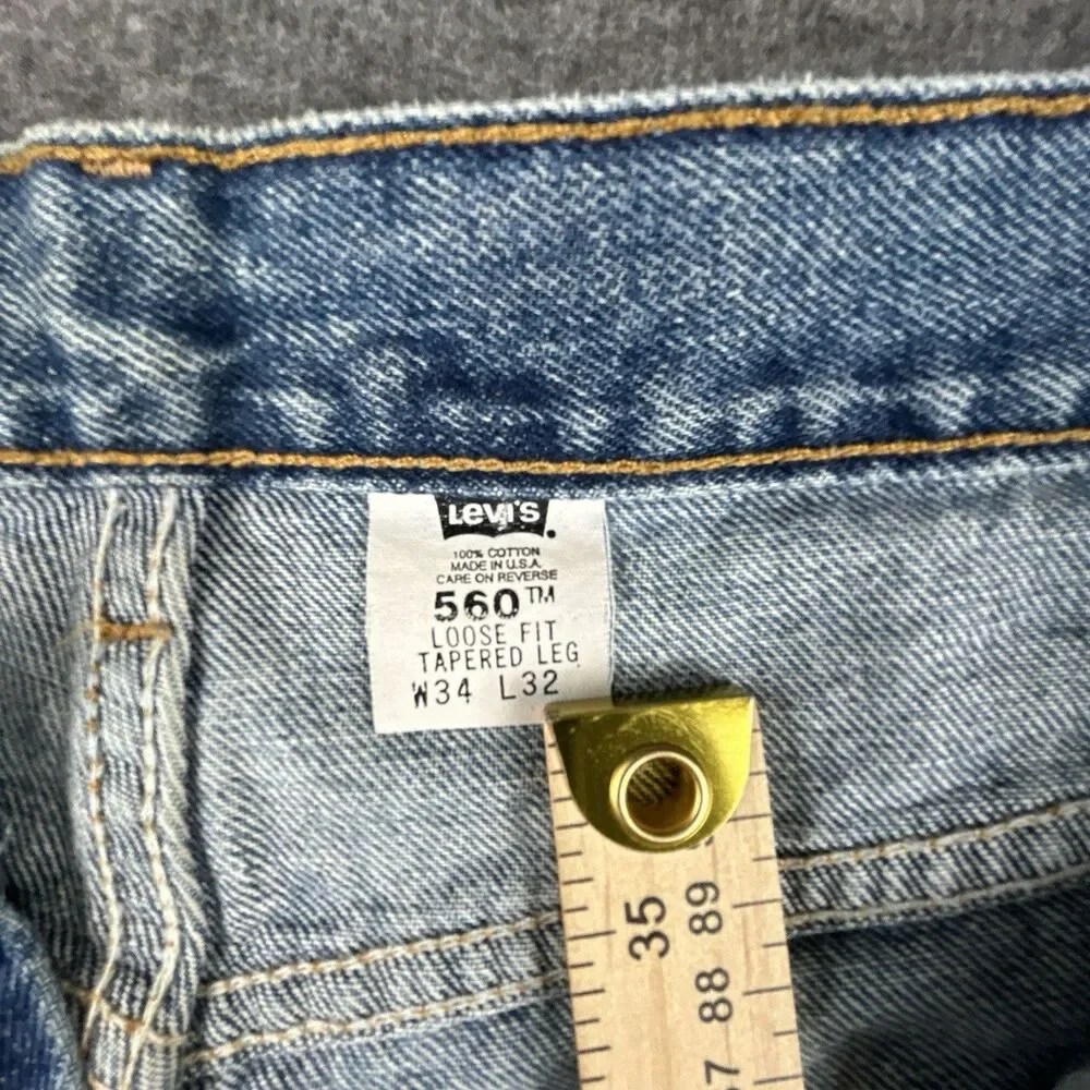 Vintage Levi’s 560 Jeans Mens 34x32 Blue Denim Loose Fit Tapered Baggy Y2K USA
